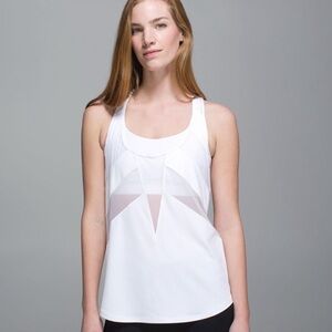 Lululemon If You're Lucky White Mesh Racerback Tank Top Athletic Workout  Size 4